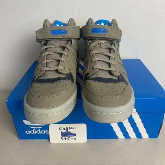 Adidas Forum Mid Clay/Dark Gray/Sesame Unisex Shoes Sneakers Men Sz - Picture 2 of 13